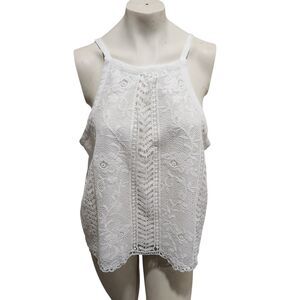 LUQ Sleeveless Blouse Womns SZ L Crochet Cottagecore Boho Peasant Feminine NWT